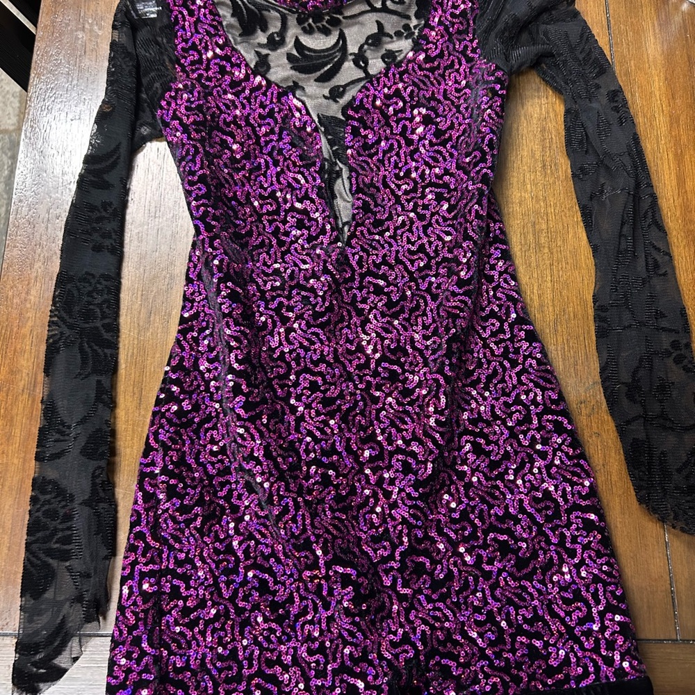 Elegant Black and Purple Women's Dress